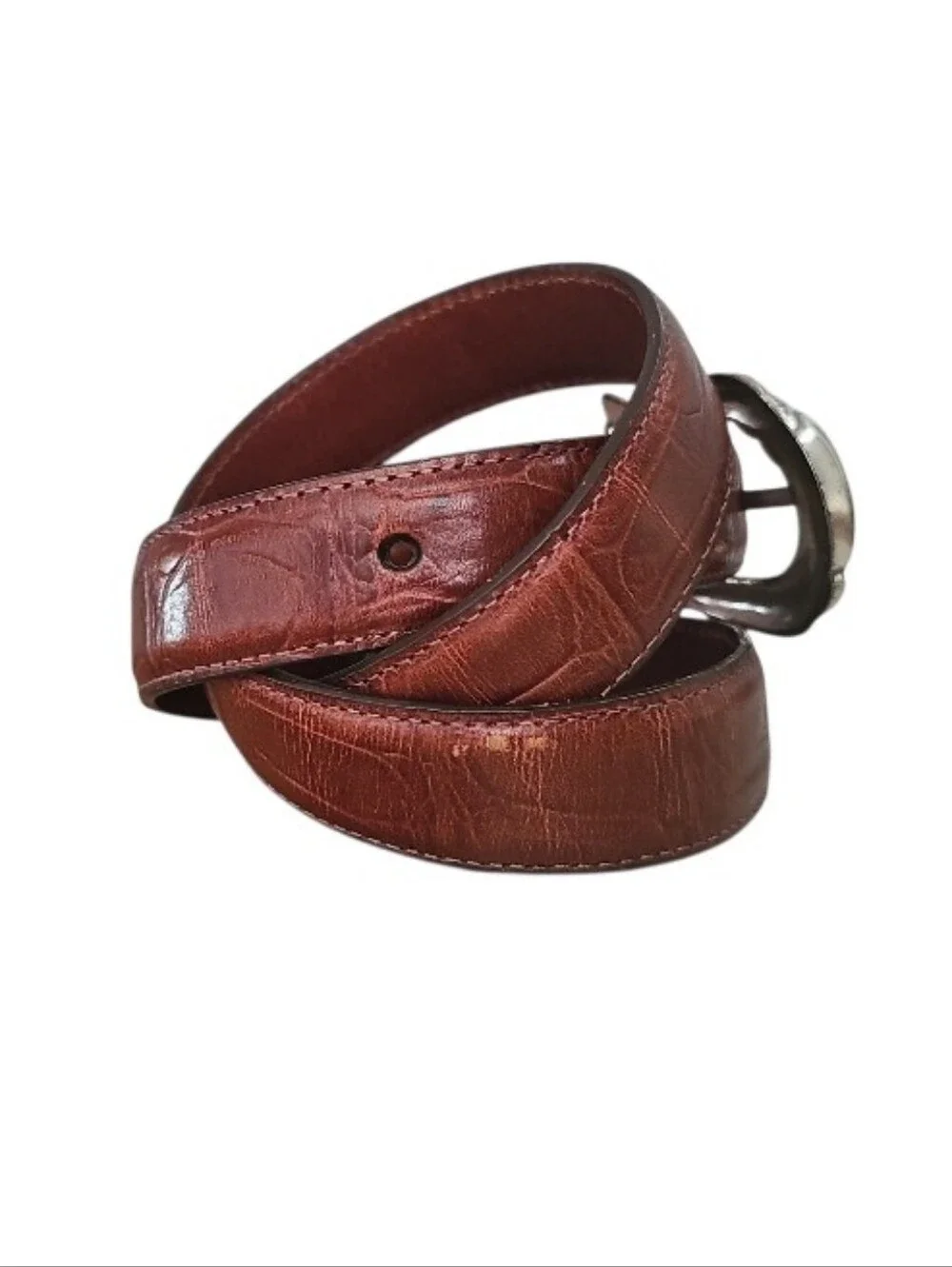 Brighton Vintage Leather Belt Women’s M Brown Western Scroll Buckle USA Made